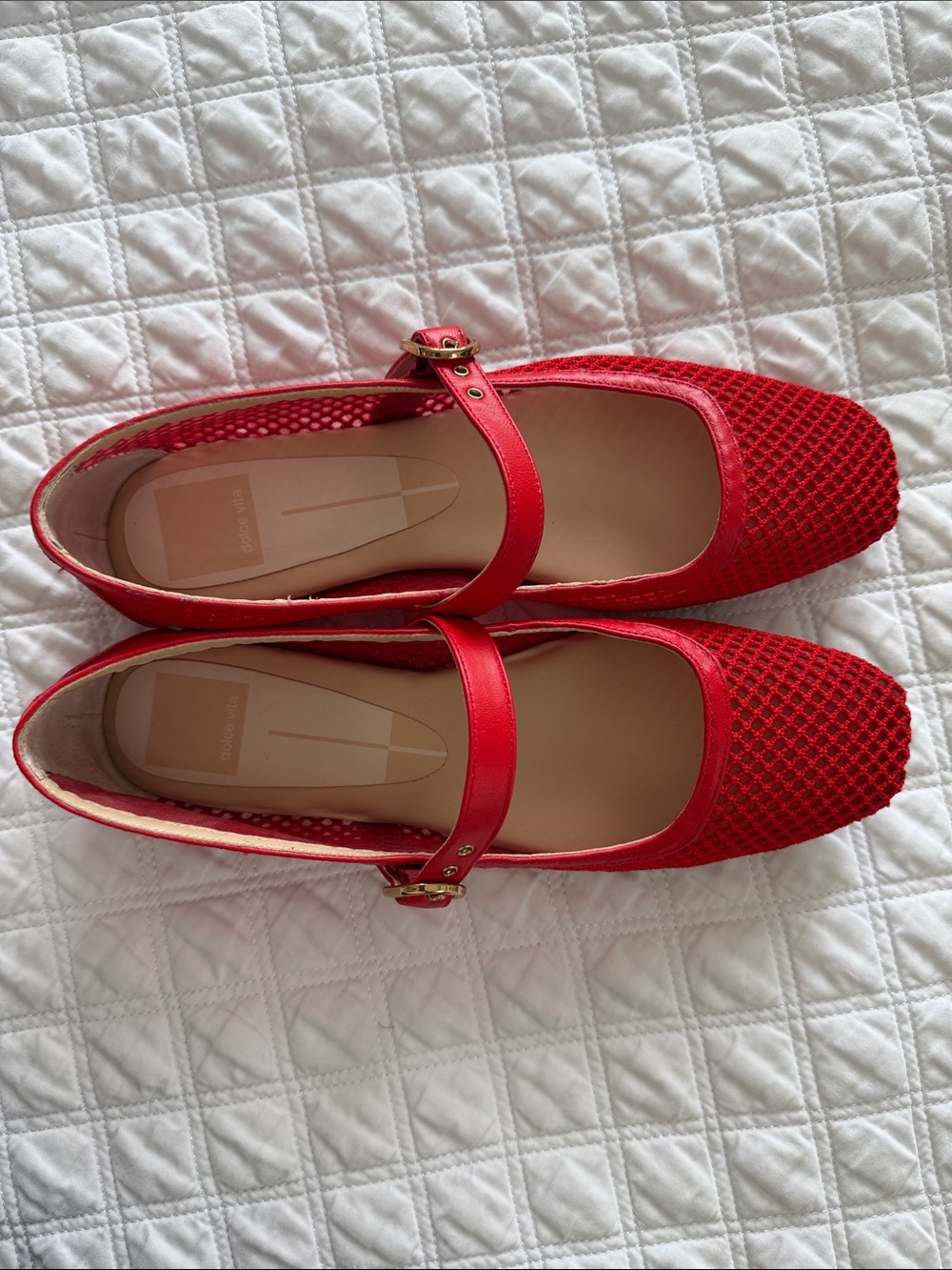 Dolce Vita Rodni Red Mesh Mary Jane Flats with Buckle - Picture 8 of 11
